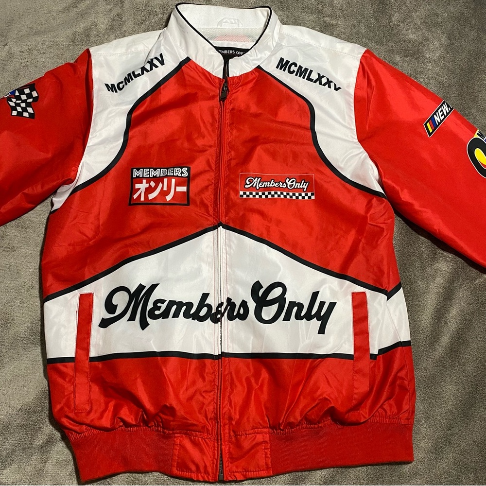 Members Only Racing Jacket MCMLXXV Japan Patch Red White Sz M NWOT